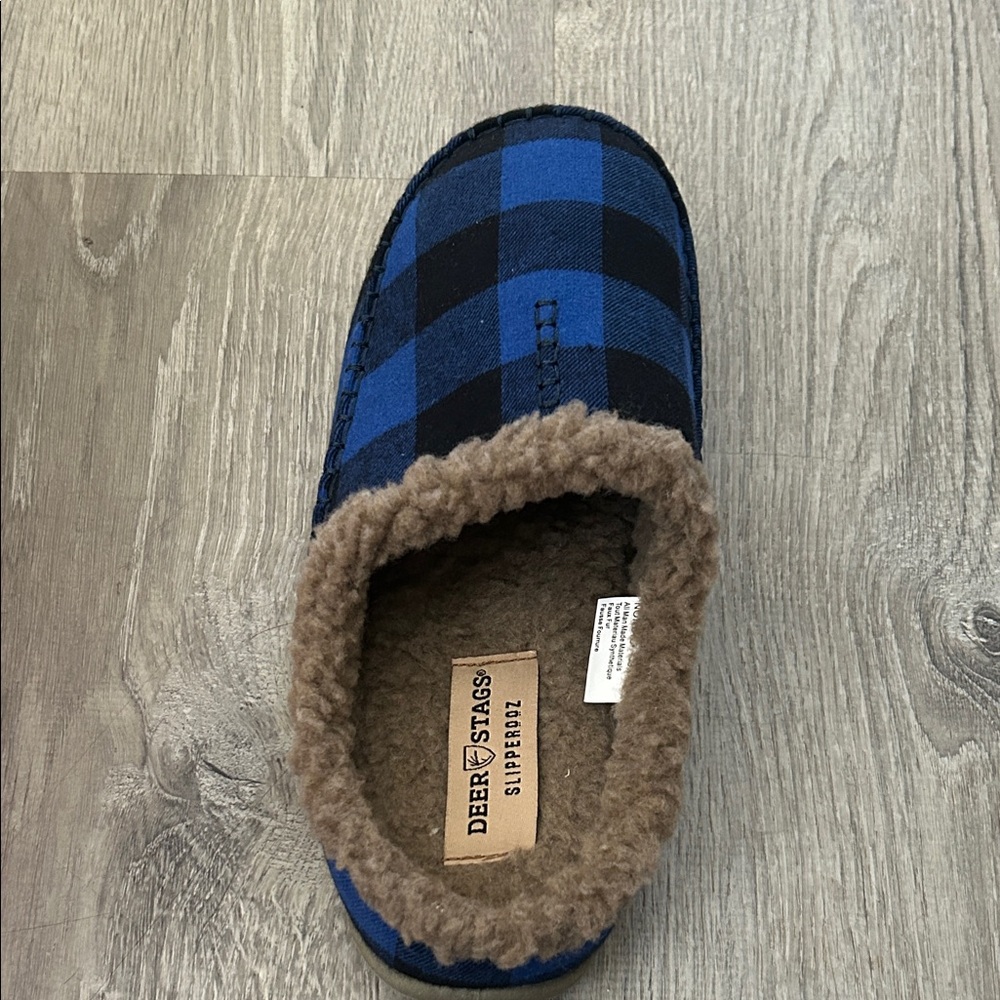 Deer Stags Blue and Black Plaid Slippers - Picture 2 of 4
